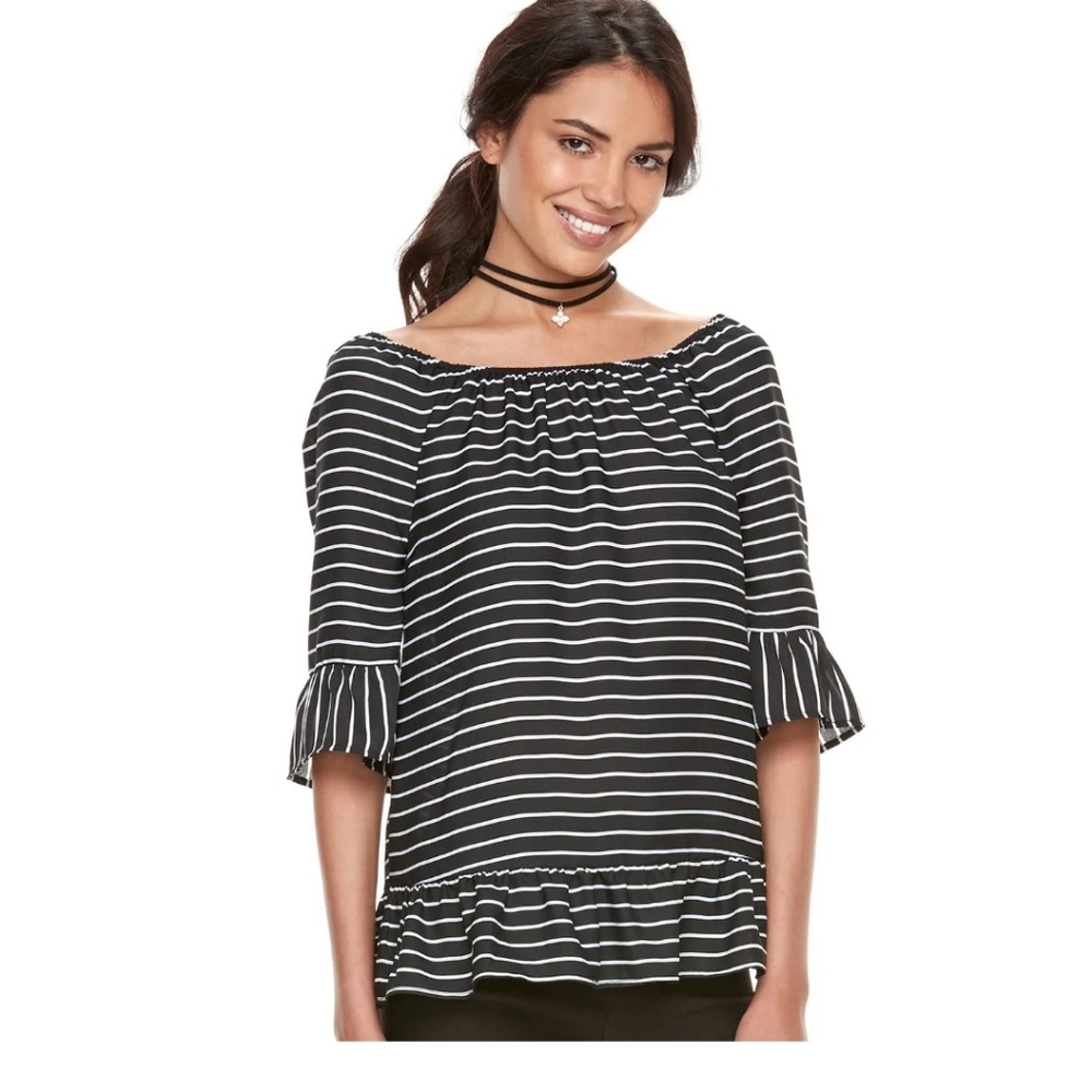 Elle Stripped wide neckline Shirt XL